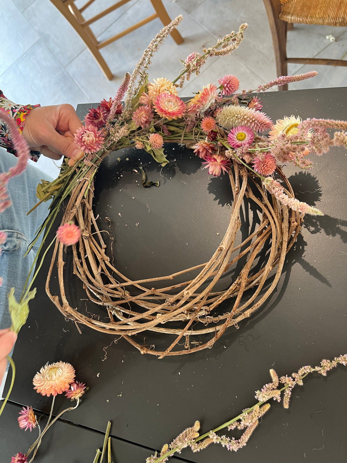 Atelier couronne de fleurs séchées